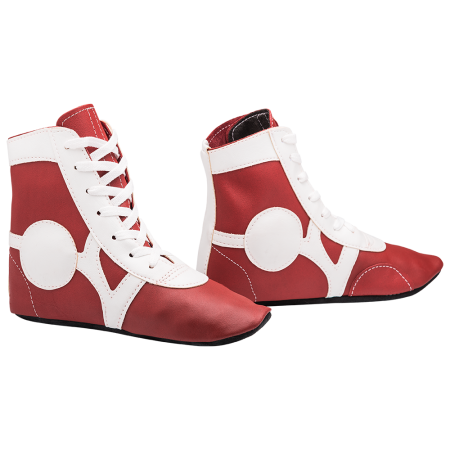 Купить Обувь для самбо SM-0102, кожа, красный Rusco в Далматове 