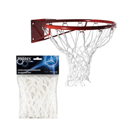 Купить Сетка баскетбольная Torres, нить 6 мм, белая в Далматове 